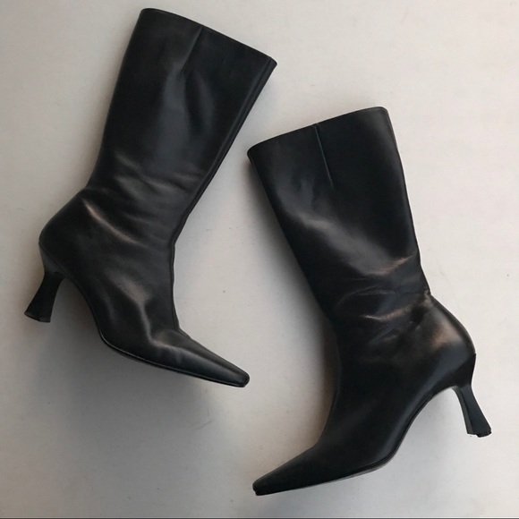 Nine West Shoes - NINE WEST | Genie Black Calf Length Pointy Boots